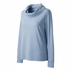 Green Tea Soft & Yummy Cowl Neck Top Women's XL Ice Blue Long Sleeve Pullover